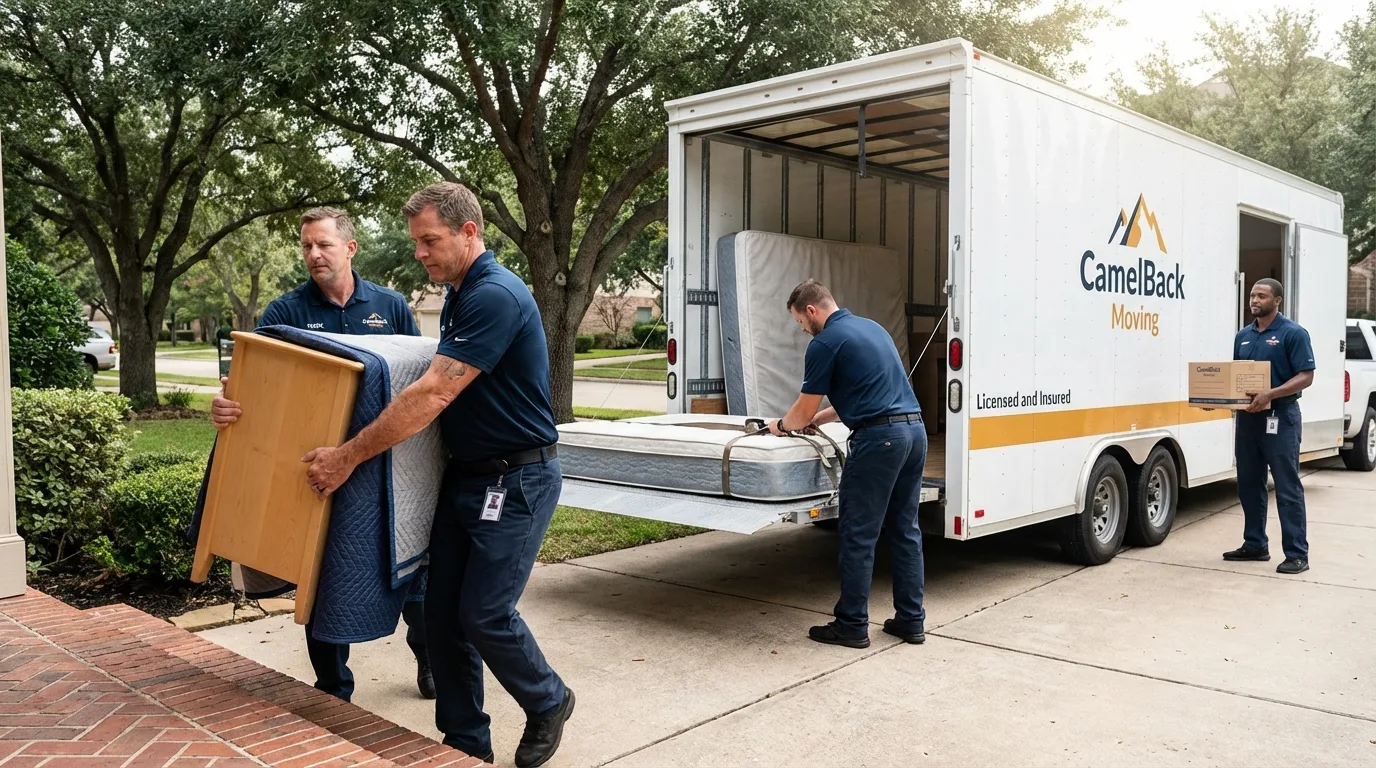 Crew loading residential truck for cross-state move from Elizabethtown, IL