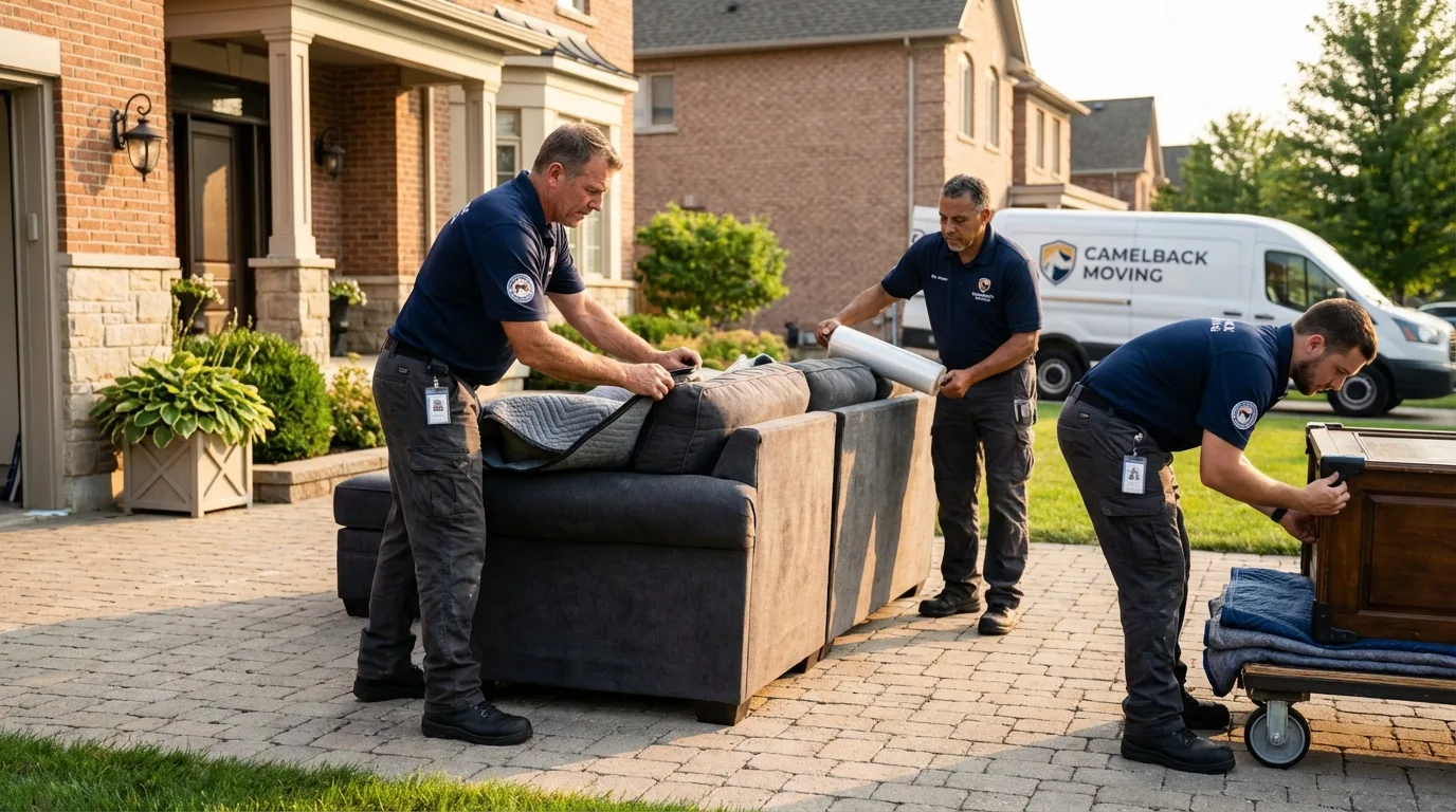 Large estate moving crew wrapping furniture in Elizabethtown, IL
